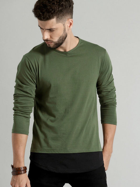 Cotton Plain Full Sleeve Tshirt For Mens