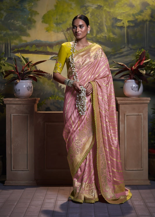 Thulian Pink Silk Weaving Designer Saree