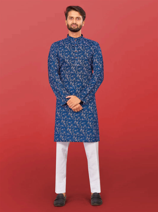 Blue mens kurta pajama festival collection