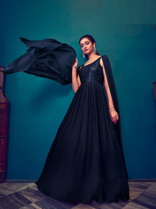 Navy Blue Party Style Gown For Women