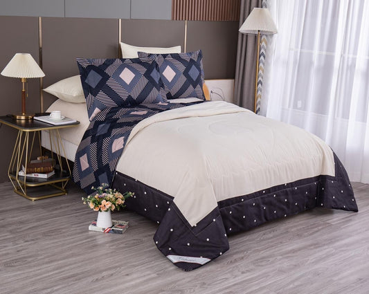 Blue Elegant King Size Designer Comforter Bedsheet Set