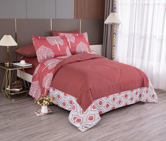 Dusky Rose Elegant King Size Designer Comforter Bedsheet Set
